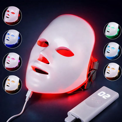 Máscara LED Facial y Cuello 7 Colores – Rejuvenecimiento y Firmeza de la Piel