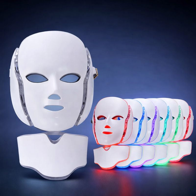 Máscara LED Facial y Cuello 7 Colores – Rejuvenecimiento y Firmeza de la Piel